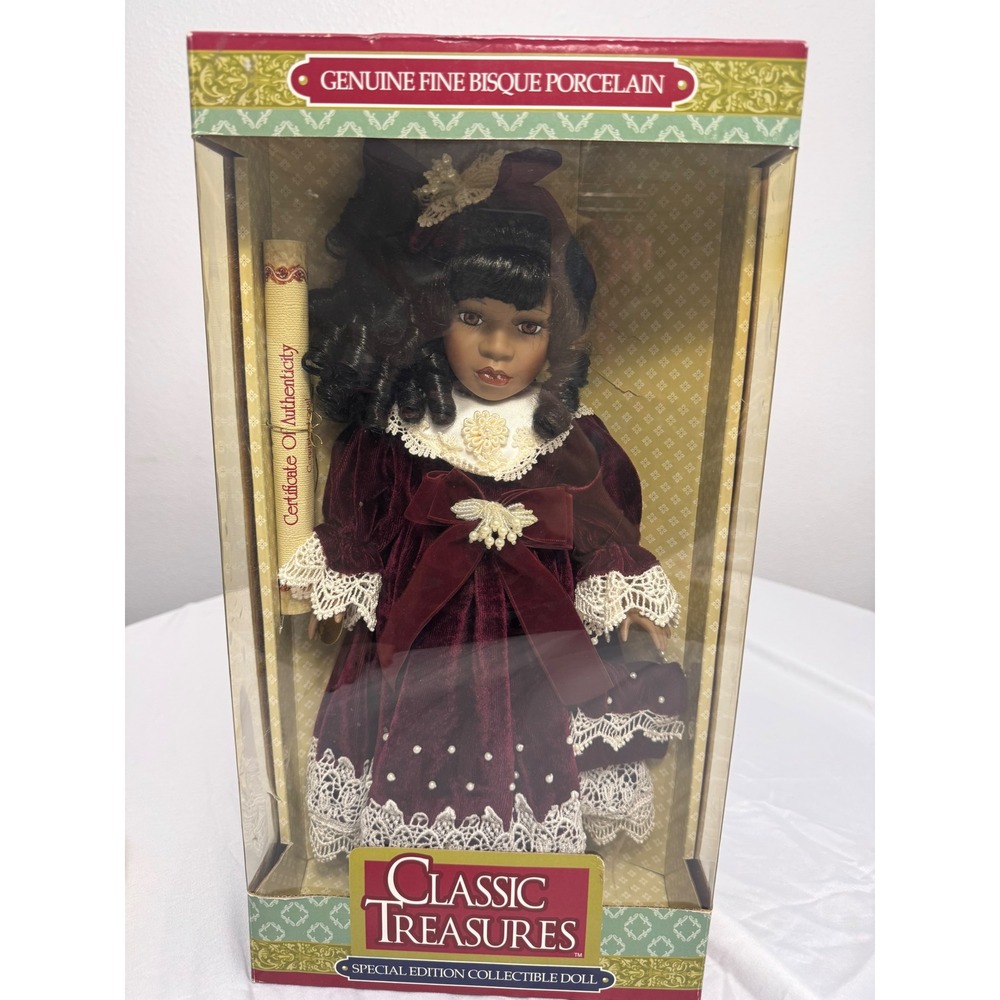 Classic Treasures Special Edition Porcelain Doll Burgundy Velvet Lace